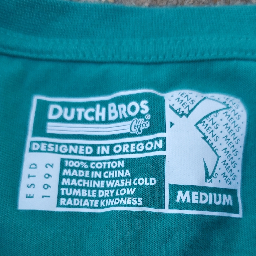 Dutch Bros Killer Coffee Wolf Long Sleeve Green Top Adult Medium Employee - Picture 3 of 6
